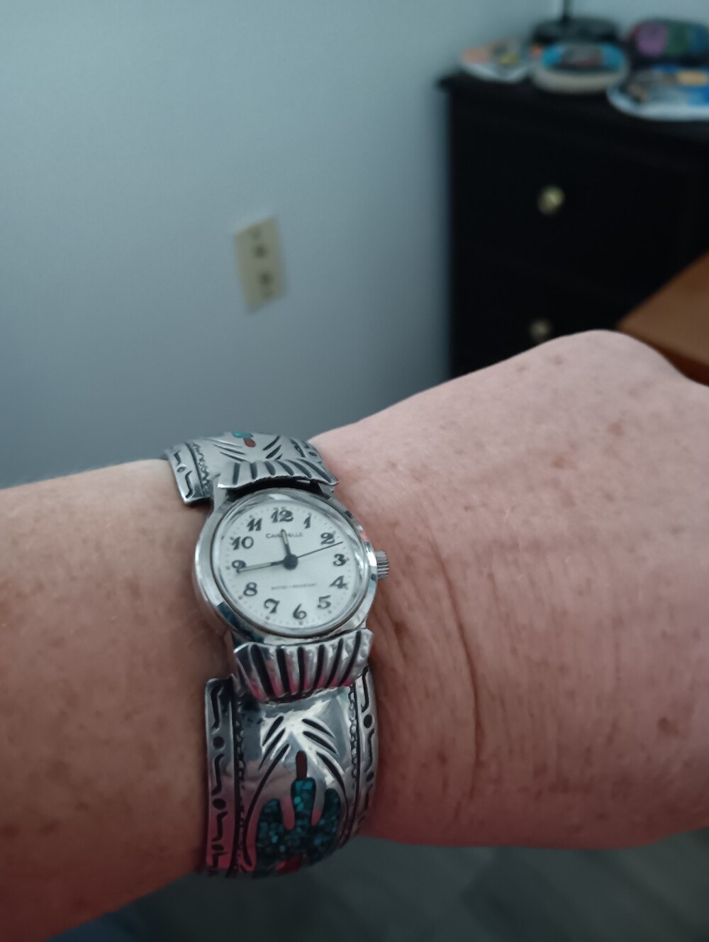 Tommy Singer Vtg Peyote Inlay Watch Cuff